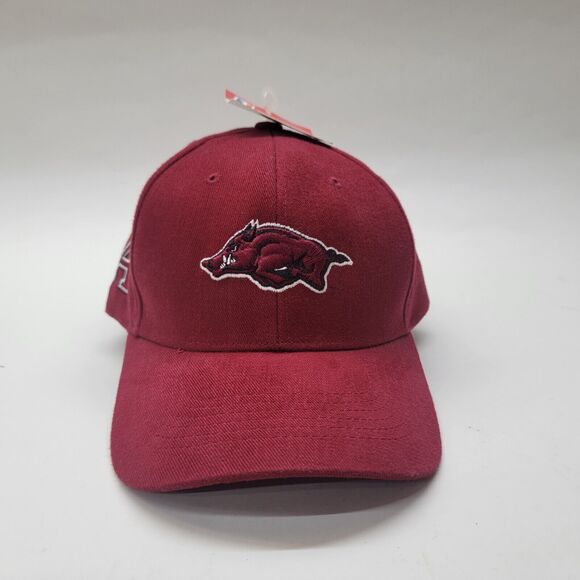 Arkansas Razorbacks Hat Hook & Loop Strapback Red Maroon Twins Enterprise NOS - Picture 2 of 8